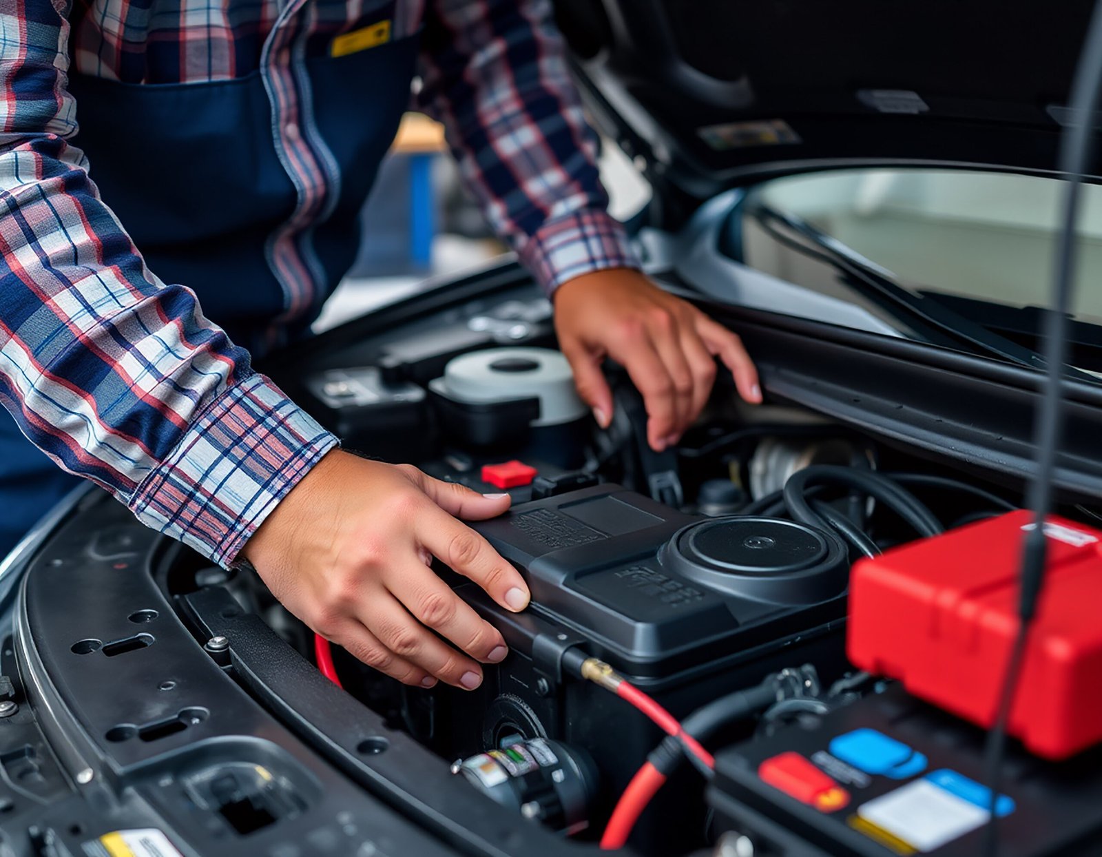 A mechanic Inspecting Car