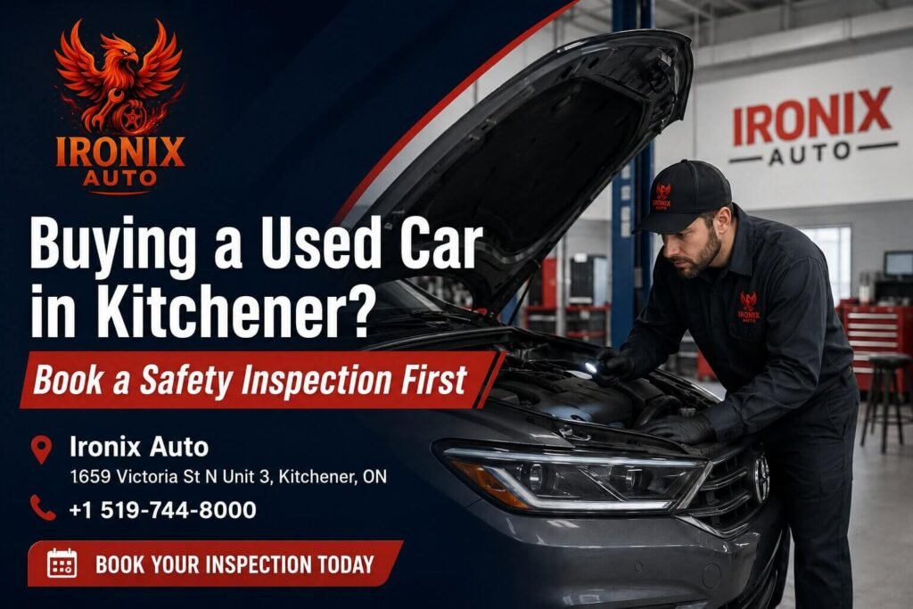 Ironix Auto used car safety inspection service in Kitchener Ontario.