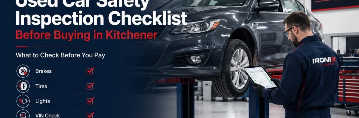 Ironix Auto used car safety inspection service in Kitchener Ontario.