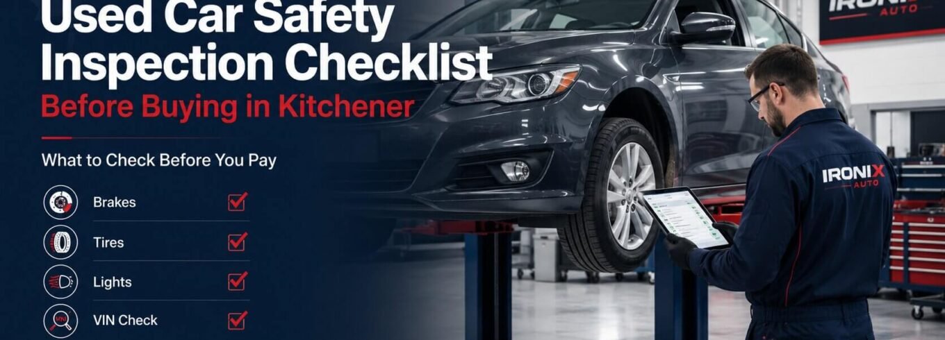 Ironix Auto used car safety inspection service in Kitchener Ontario.